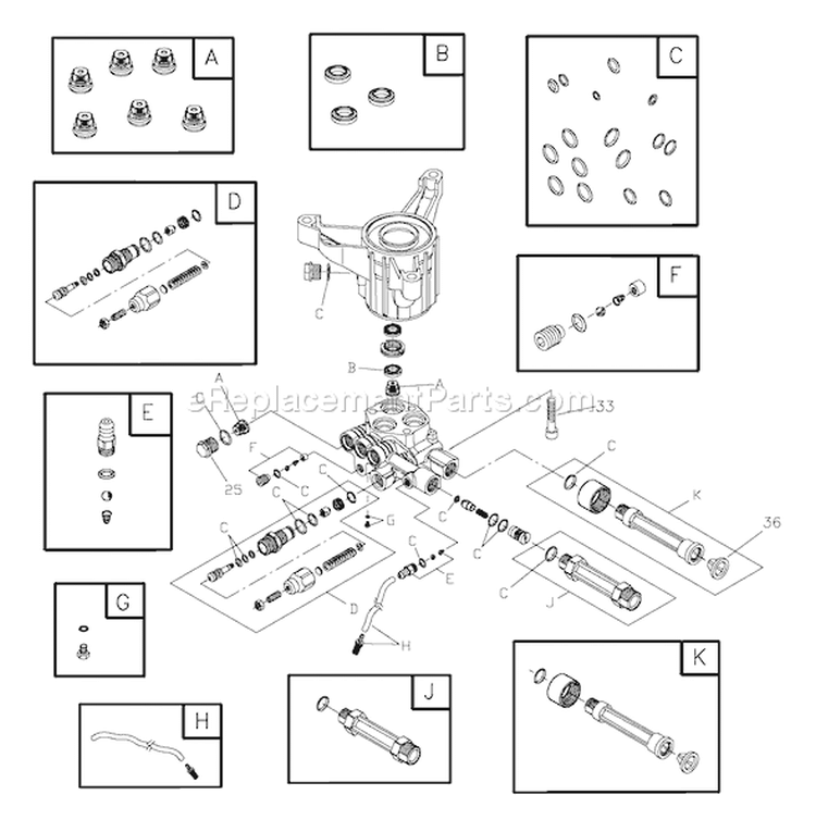 Page B Diagram and Parts List for 020301-1  Briggs and Stratton Pressure Washer